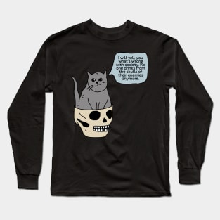 Cat Sitting Into The Skull Long Sleeve T-Shirt